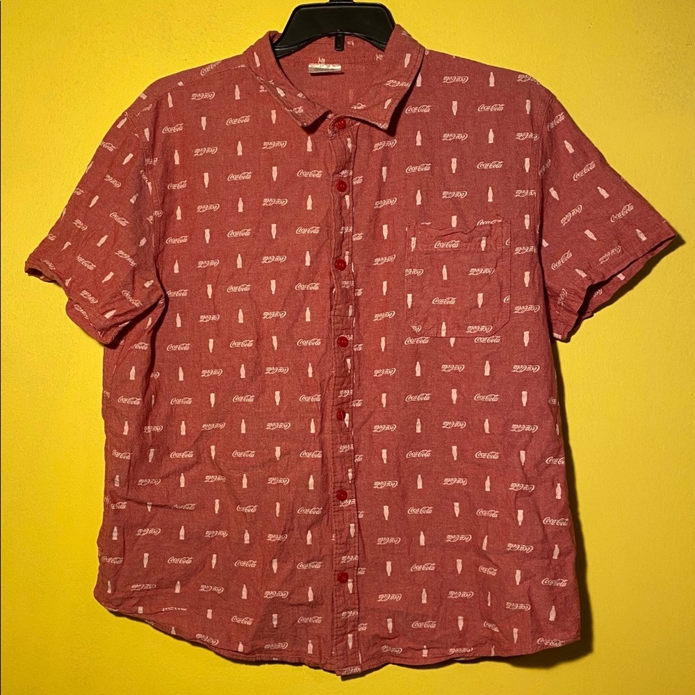 Coca Cola Button Up Short Sleeve Collard Shirt